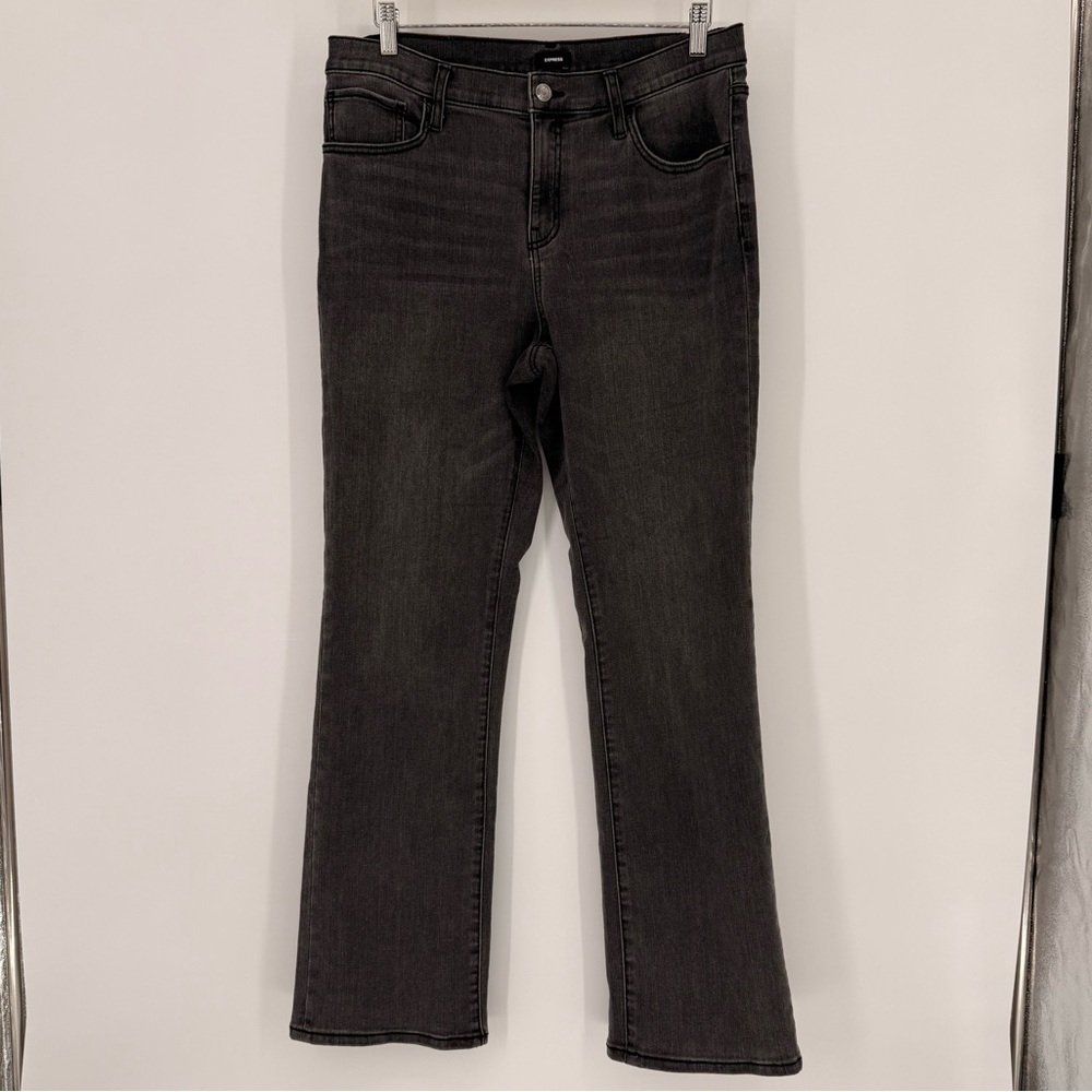 Express Dark Washed Gray Women's High-Waisted Cowboy Bootcut Jeans Size 14